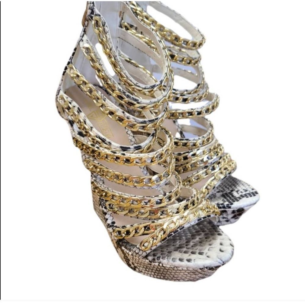 Loue & Athena Snakeskin Print Chain Wedges Size 7 - Picture 5 of 9
